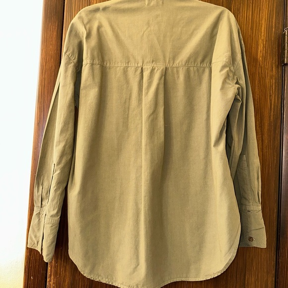 Aritzia Monrow womens Poplin Shirt Olive Green Made USA - Picture 6 of 6